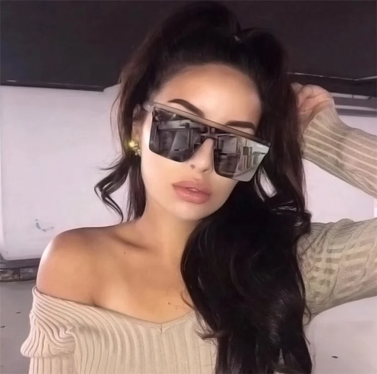 

Oversized Sunglasses Men Women Brand Designer Square Shades Gradient Sun Glasses UV400 Mirror, Picture