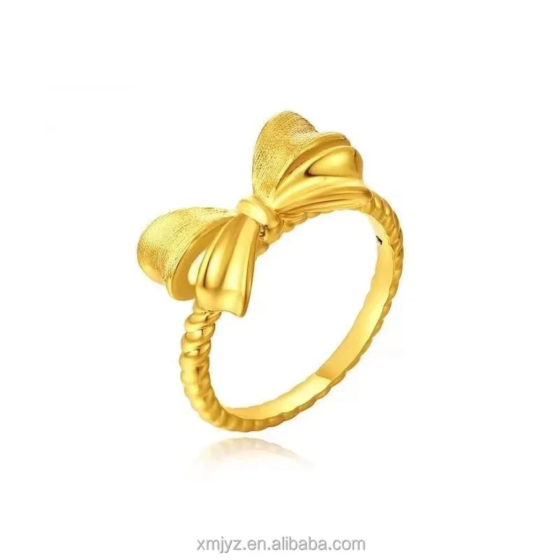 

Vietnam Placer Gold Bow Ring Brass Gold-Plated Open Adjustable Women's Ring Live Broadcast Supply Wholesale