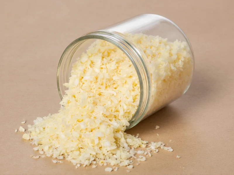 Grated castile soap flakes in glass jar