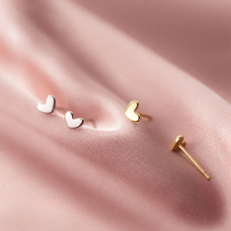 

925 Sterling Silver Mini Heart Stud Earrings Girls Birthday Gifts Jewelry