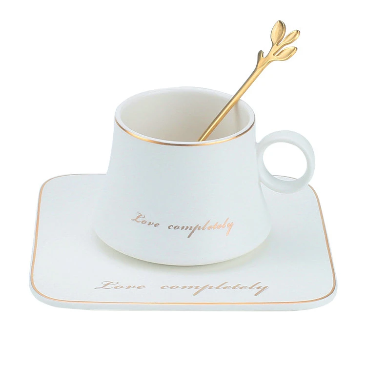 

European style bulk white cheap ceramic latte espresso tea cups with gold line, Customized matt or shiny