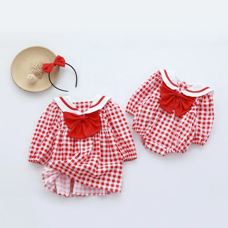 

Wholesale New Brand 100% Cotton Newborn Baby Clothes Custom Baby Clothes Romper Red Plaid Long Sleeve Infant Romper Bodysuit, Blue