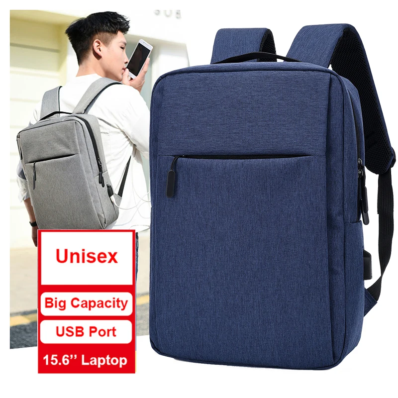 

OMASKA mochila USB backpack low profile style with earbuds jack schoolbags students leisure book bags