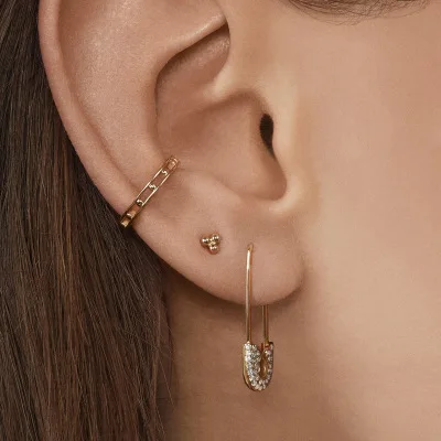 

Artilady New PUNK Rock Style Safety Pin Drop Earrings For Women Crystal Earring Birthday Jewelry Gift Bag Charm Drop Shipping, Pink,gold,green,blue