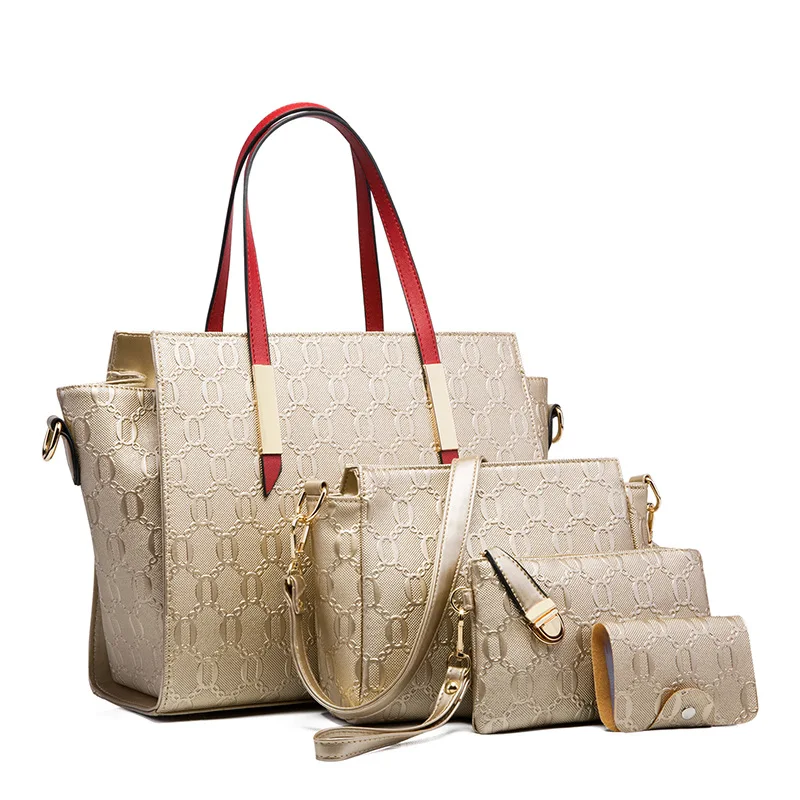 

2021 Spring New Printed Four Piece Bedding Set Woman Large Capacity Combination Trendy One Shoulder Crossboby Bag Handbag