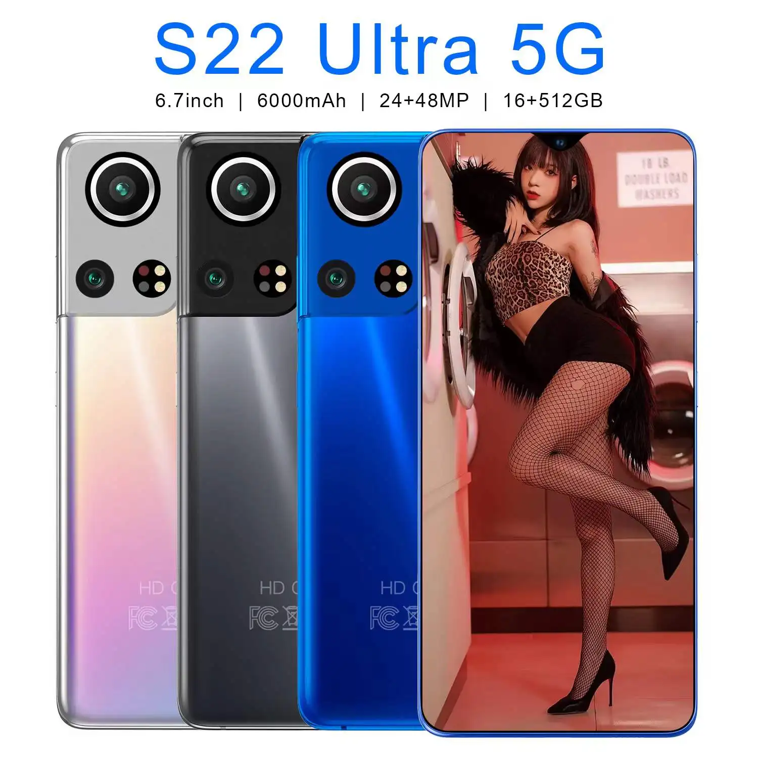 

Hot Sales High Quality Mobile Phone S22 5G 16+512GB 6.7inch Face Recognition Fingerprint Smart Phone, Black, silver, blue