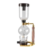 

CAFEMASY 3 Cups Syphon Coffee Maker with Metal Handle Barista Tool Gold/Black Glass Coffee Syphon