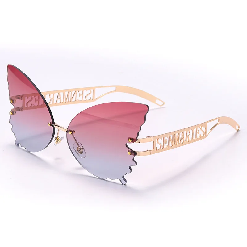 

Fashion oversized sunglasses with frameless gradient fashion glasses butterfly ladies sunglasses 2021