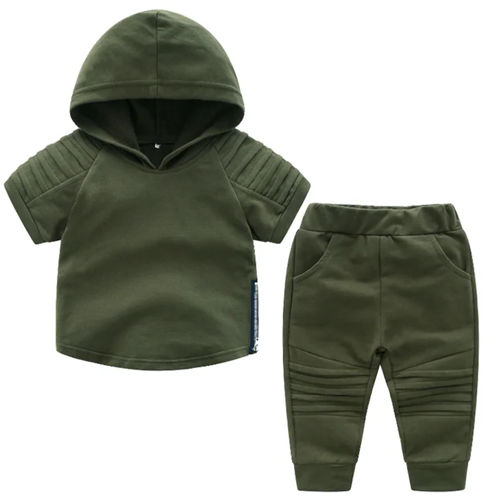 
2021 hot sale summer new design children casual plain hoodies pant set boys custom logo hoodie fashion kids boy clothing sets 