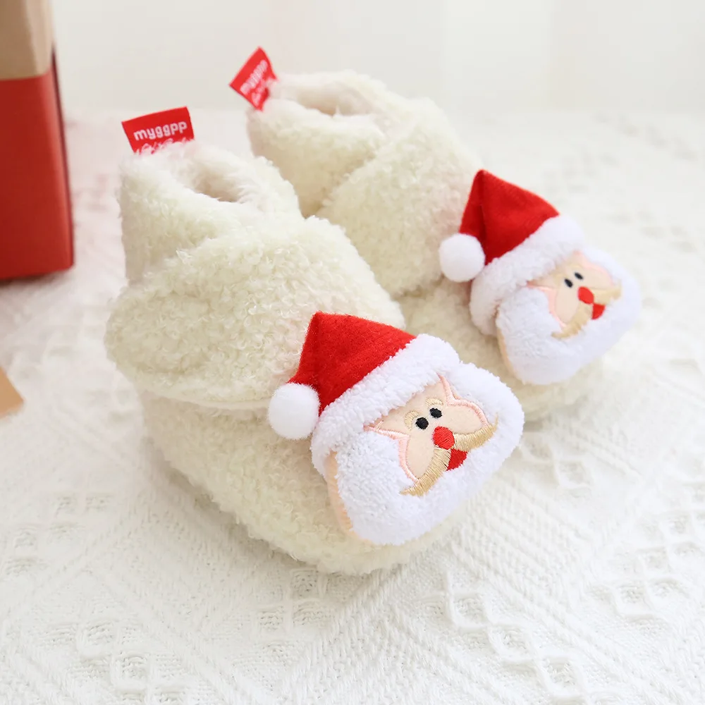 

High Quality Christmas Printed Winter Warm Baby Shoes Slip On Toddler Walking Non-slip Fur Baby Boots, Picture