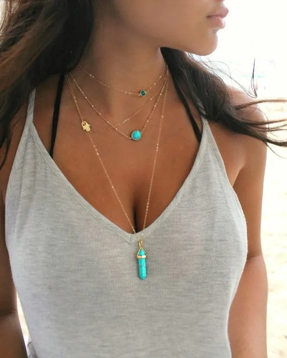 

Fashion gold turquoise necklace For Women wholesale N910307