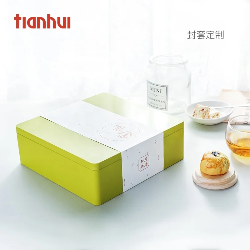 

Green Square Metal Tin Cake Snack Box with Custom Logo