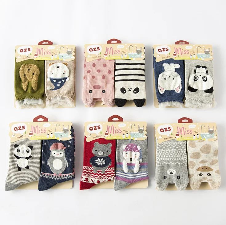 

socks women cotton Cute adult Knitted dog Animal design socks calcetin