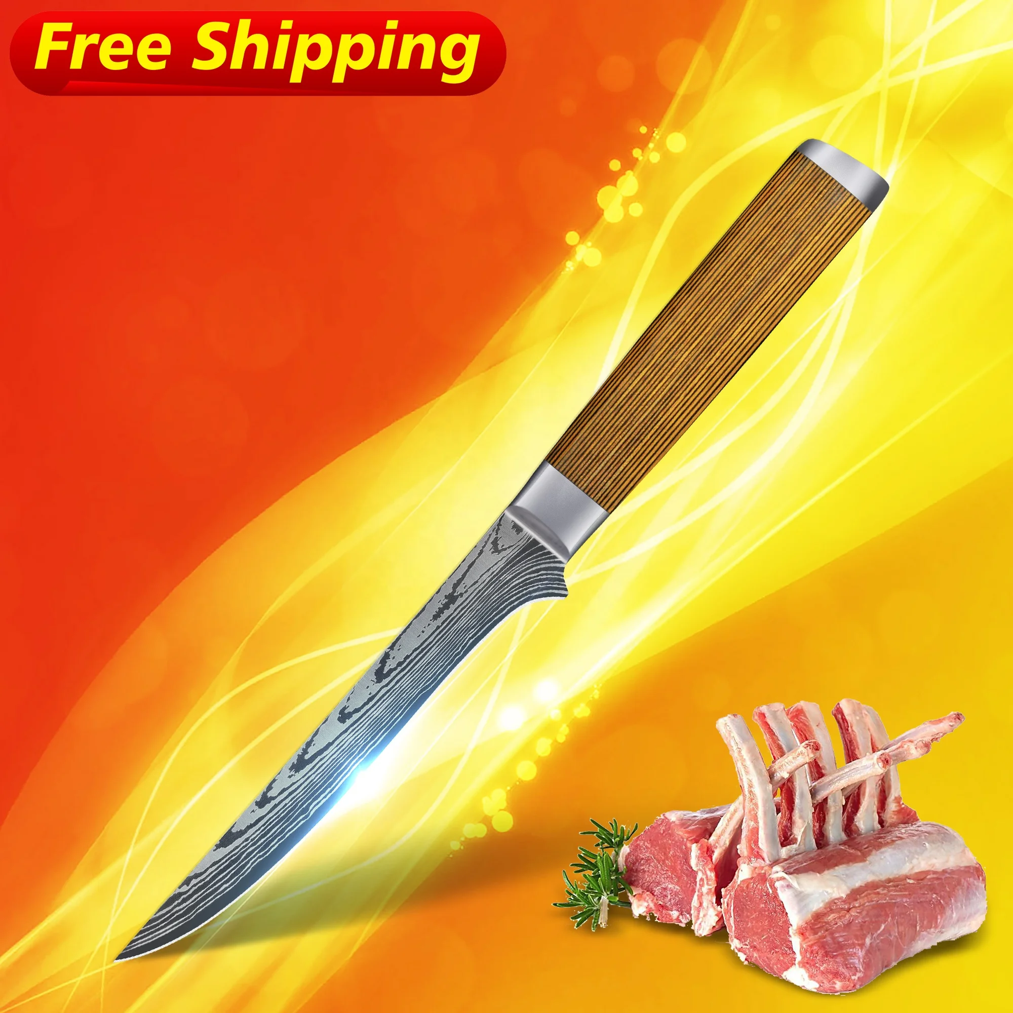 

Free Shipping Yellow Pakka Wood 6 inch damascus long fillet knife fillet knife stainless steel boning knife by Skycook, Customized color