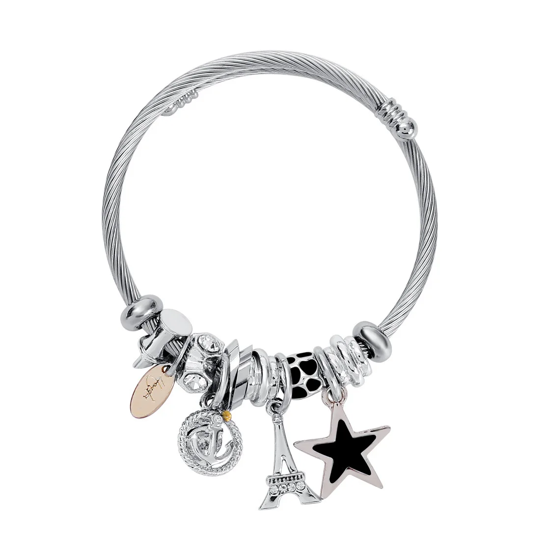 

2021 New Fashion Charm Bracelet For Lover Can be With Clients Logo Engrave Stainless Steel Cuff Bracelet Jewelry, Mixed