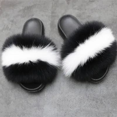 

fur strap slippers channel fur slides kids fur slides sets, Customized color