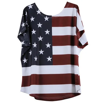 

Plus size American Flag Printed Short Sleeves Uk Flag T Shirt