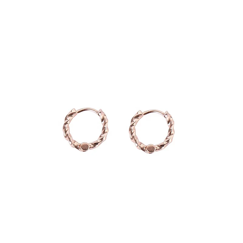 

Japanese Fashion Jewelry Cheap Price Sale 100% Pure 925 Sterling Silver Twisted Hoop Earrings, White, rose gold