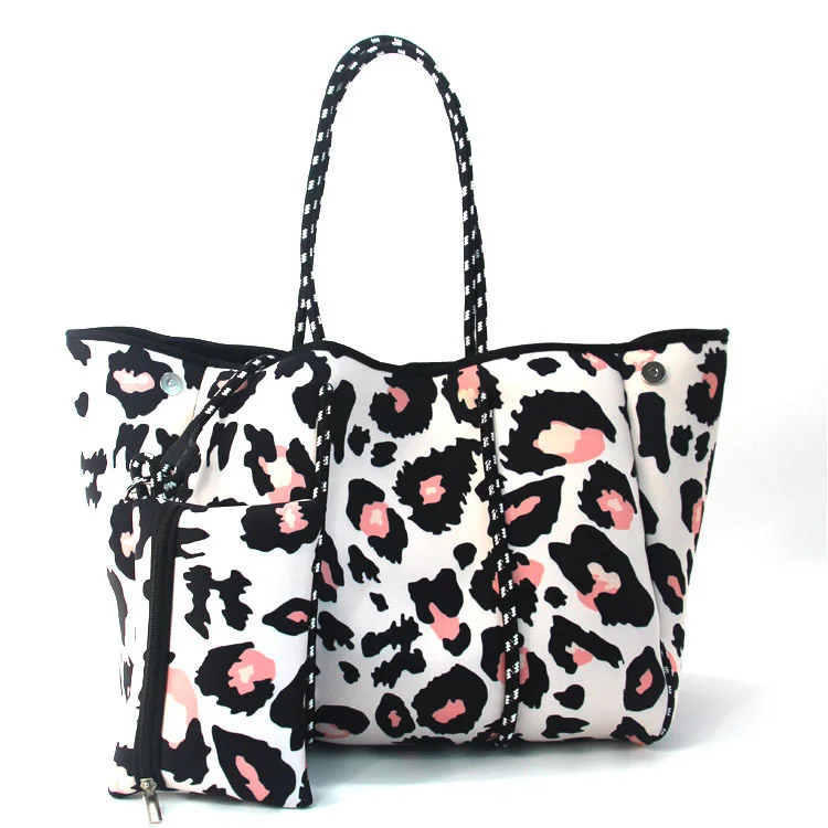 

2022 Neoprene Shoulder Tote New Style Custom Logo Wholesale Large Handbags Ladies Beach Bag, Customized color
