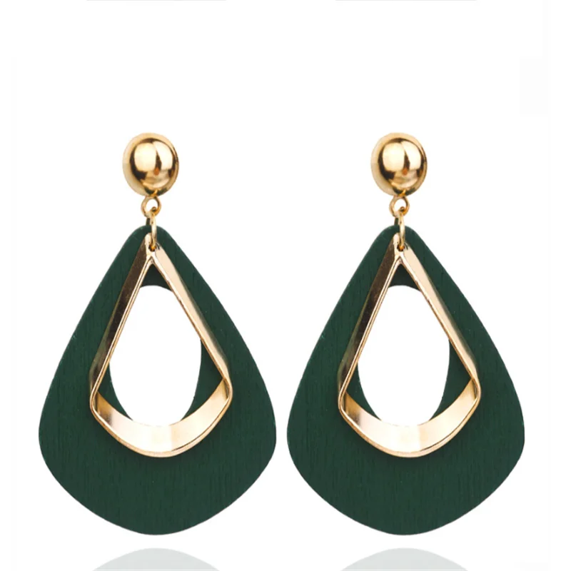 

Retro Bohemia Geometric Wooden Drop Shape Long Pendant Earrings For Women Fashion Exaggerated Stud Jewelry Wholesale