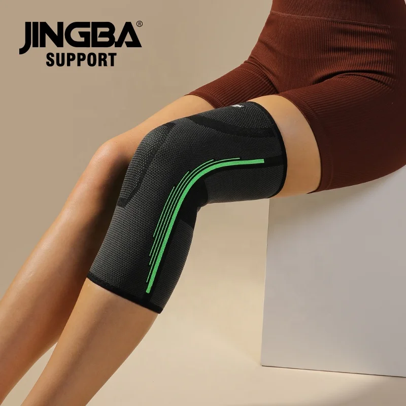 

JINGBA Wholesale Customized Label Unisex 3D Knitted Knee Support Professional Knee Brace Compression Knee Sleeve for Running
