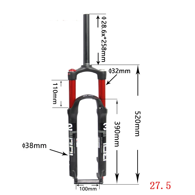 

Bicycle air fork 26 27.5 29 ER MTB forks mountain bike suspension fork, Black