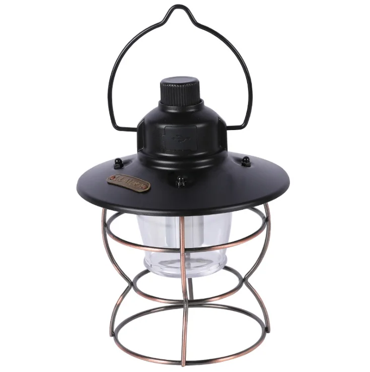

LED rechargeable outdoor camping lamp Retro railway large hanging dimming camping lantern Portable horse lantern