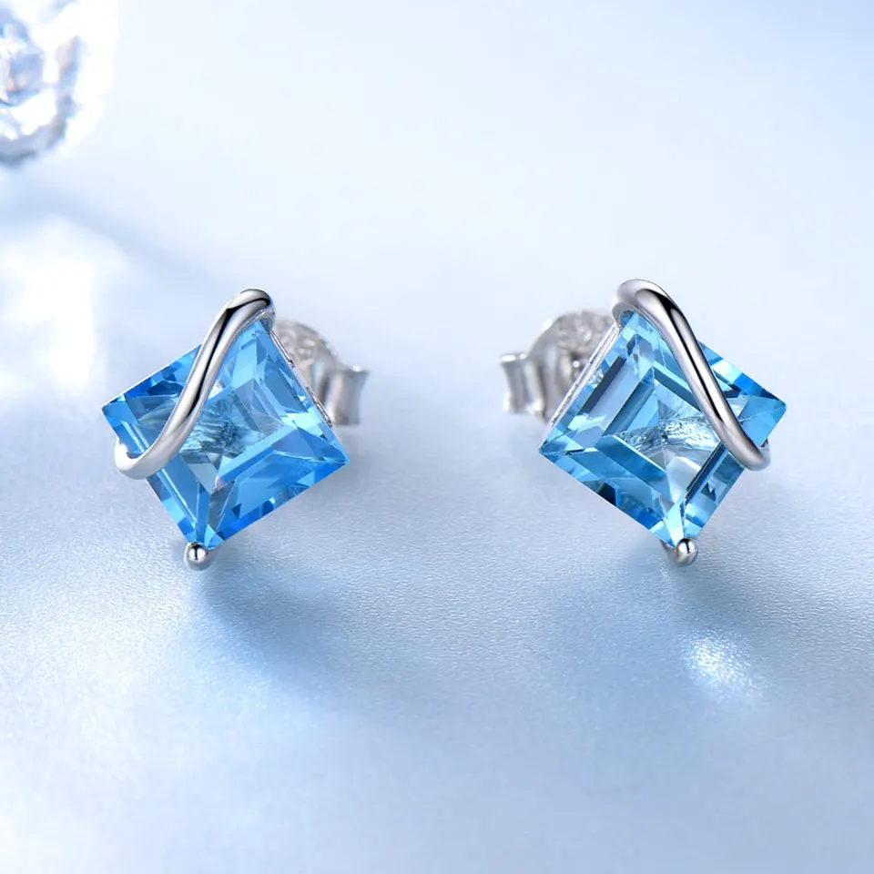 

Drop shopping S925 Classical Topaz Square Cubic Zirconia Druzy Studs Earrings