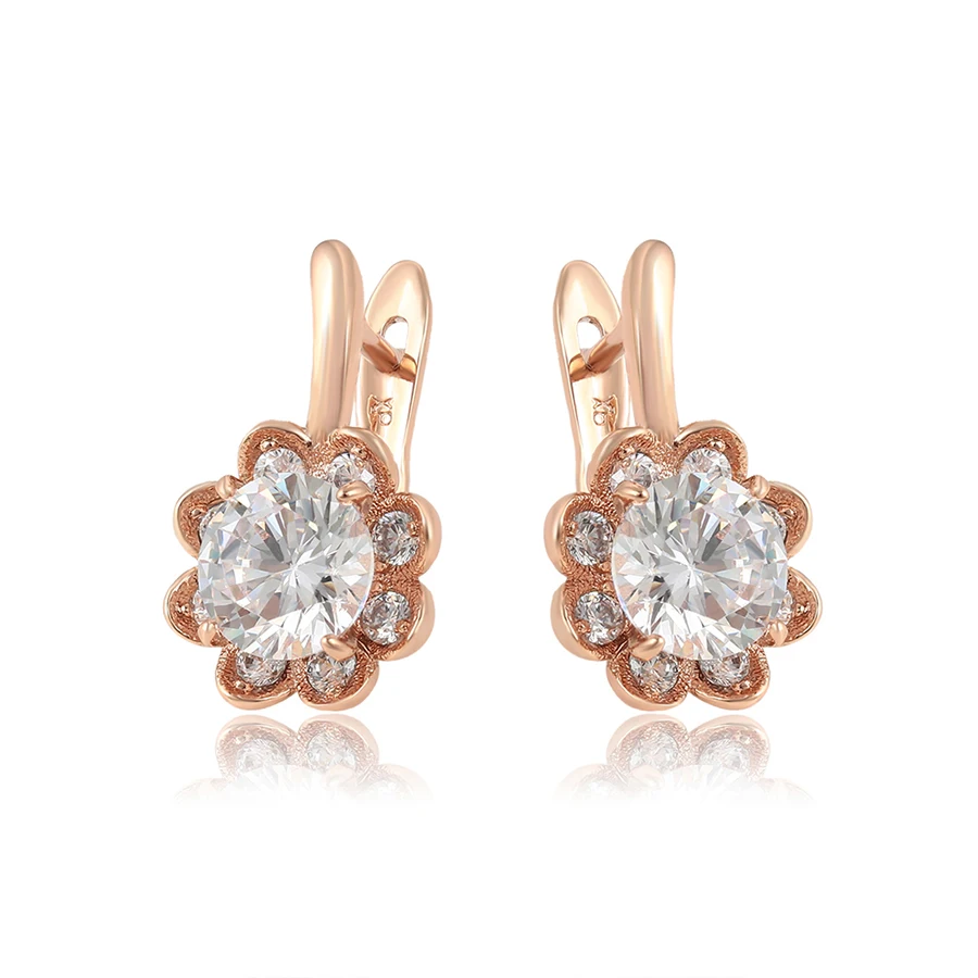 80114 Xuping 2020 fashion rose gold color flower shaped stud earrings for girl