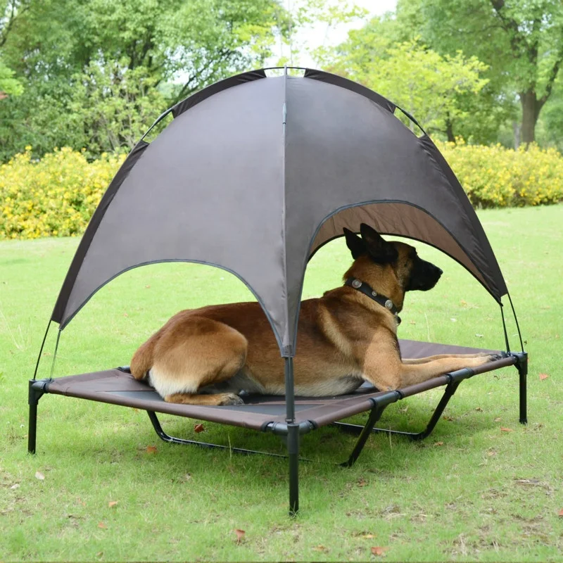 

CANBO elevated dog bed with canopy for large dogs waterproof outdoor camping pet dog bed cot assembly portable raised pet bed, Brown/grey/red/royal blue