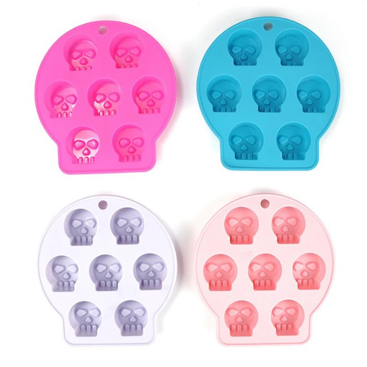 

ice mold cube silicone skull shape flexible ice tray mould silicon skull ice block maker mold, Mulicolor