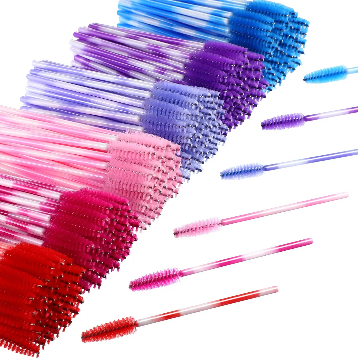 

disposable grafting eyelash extension cleaning brush eyelash eyebrow brush applicator colorful handle nylon mascara brush, Purple,pink,yellow,rose,blue