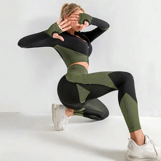 

Amazon Hot Sell Seamless Yoga Bodysuit Long Sleeves