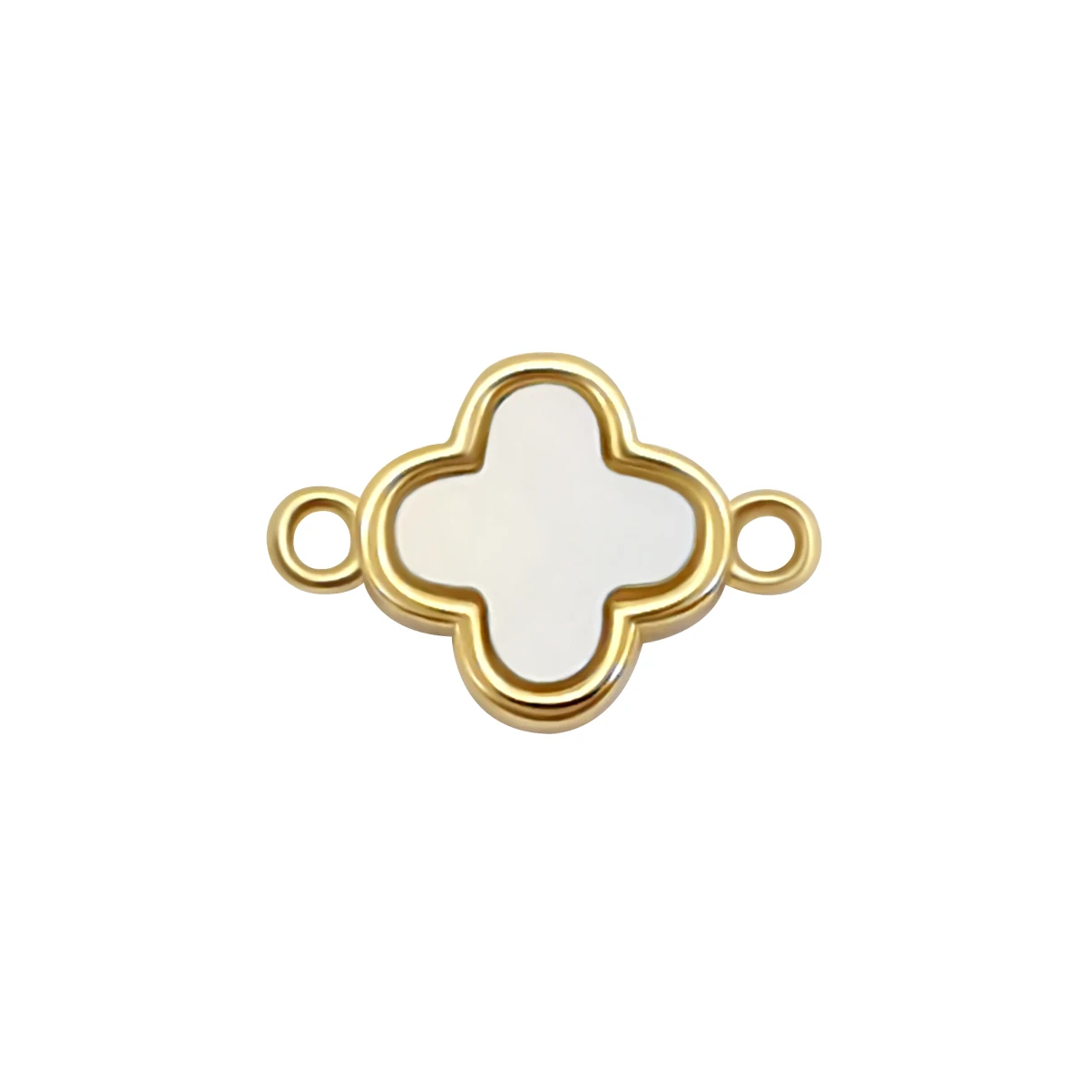 

Personalized 14k Solid Gold Connector Charm Mother of Pearl Clover Charms AU585 DIY for Permanent Welded Jewelry
