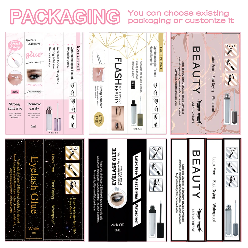 
New with Waterproof Brand Label Free Latex Strong Strip Lash Glue Pink Premium Eyelash Glue 