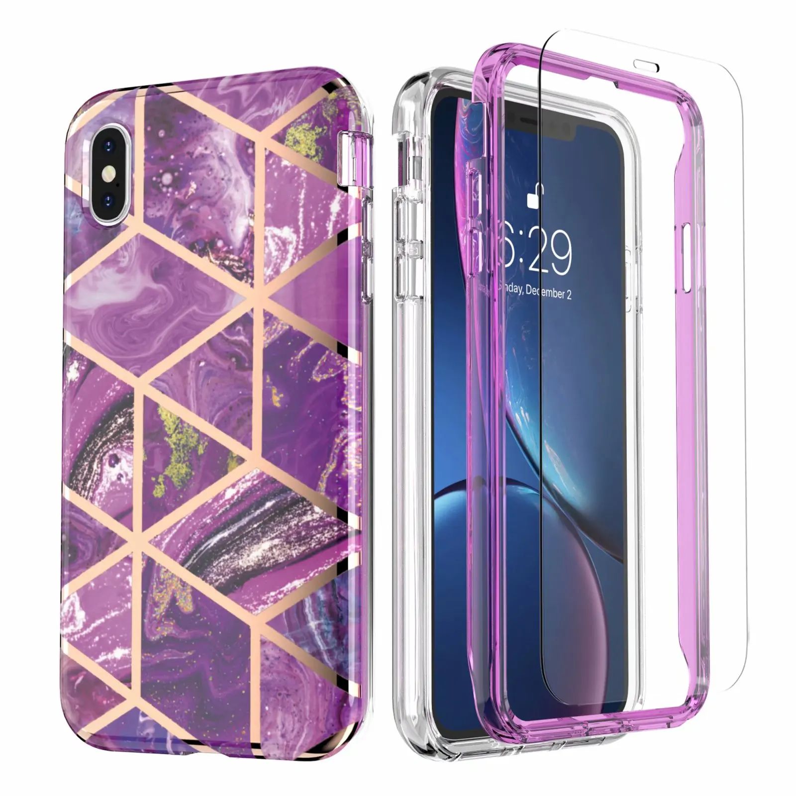 

Mobile Phone Bags For Apple Iphones X XS Electroplating Marble Phone case, 5 colors