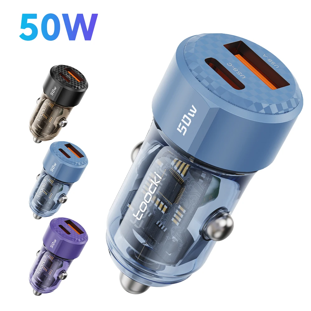 

Toocki Wholesale on Stock pd 50w A+c dual usb car charger qc3.0 pd usb socket charger