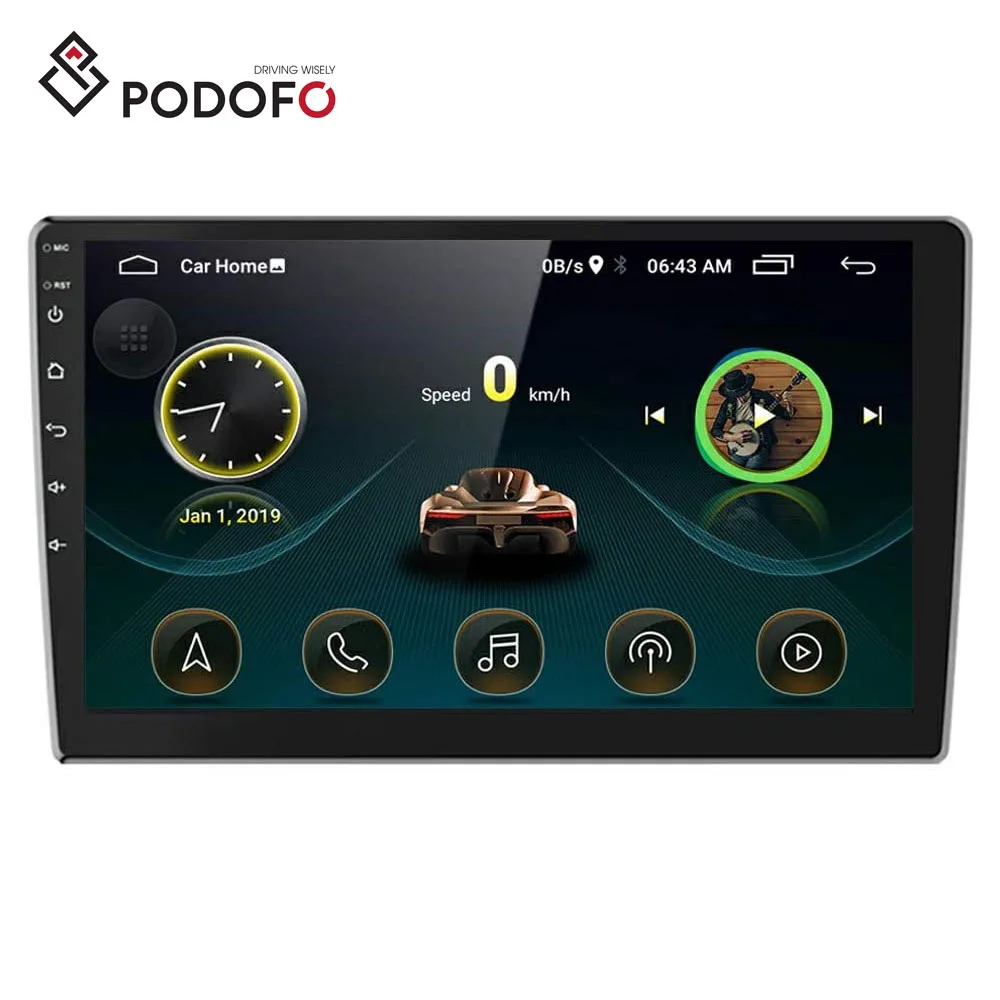 

Podofo 10'' 2 Din Car Radio Android 10.1 Autoradio Car Stereo GPS Navigation BT WIFI FM Phone Link