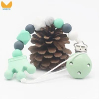 

MMCK 2020 New Amazon Crown silicone wooden metal clip wood pacifier clip Pacifier Clip