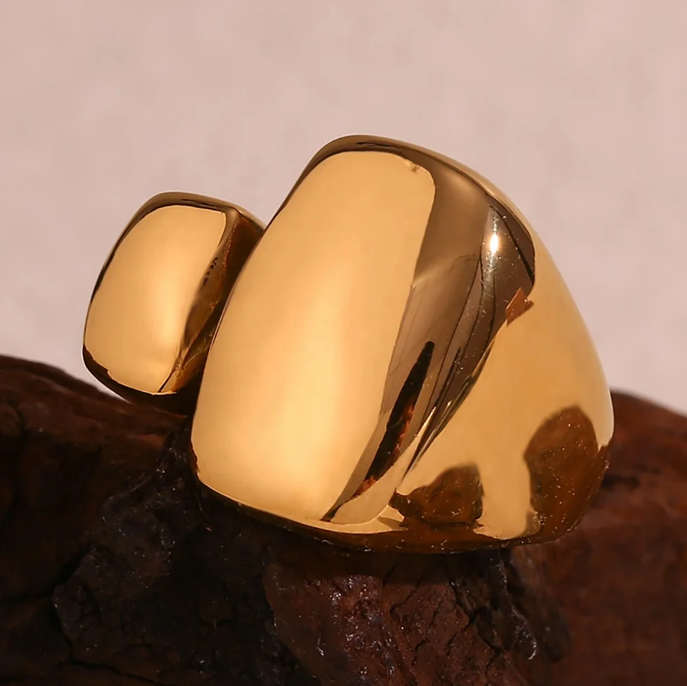 

Chunky Statement Jewelry Square Open Ring 18k Gold Plated Stainless Steel Jewelry Christmas Gifts Sets For Women