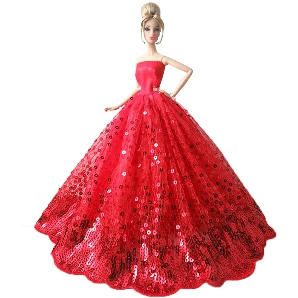 

NK Doll Dress High quality Handmade Long Tail Evening Gown Clothes Lace Wedding Dress For Doll Best Gift Baby Toys JJ