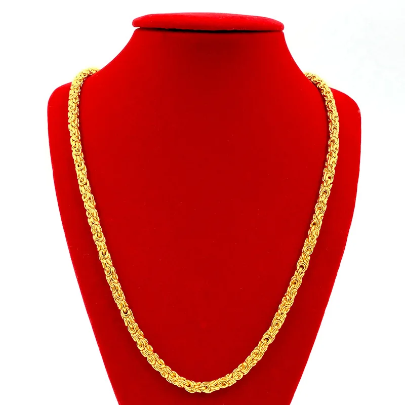

Dropshipping Fashion Luxury 14K Gold Necklace Men Wedding Engagement Jewelry Yellow Gold Chain Anniversary Gifts Male