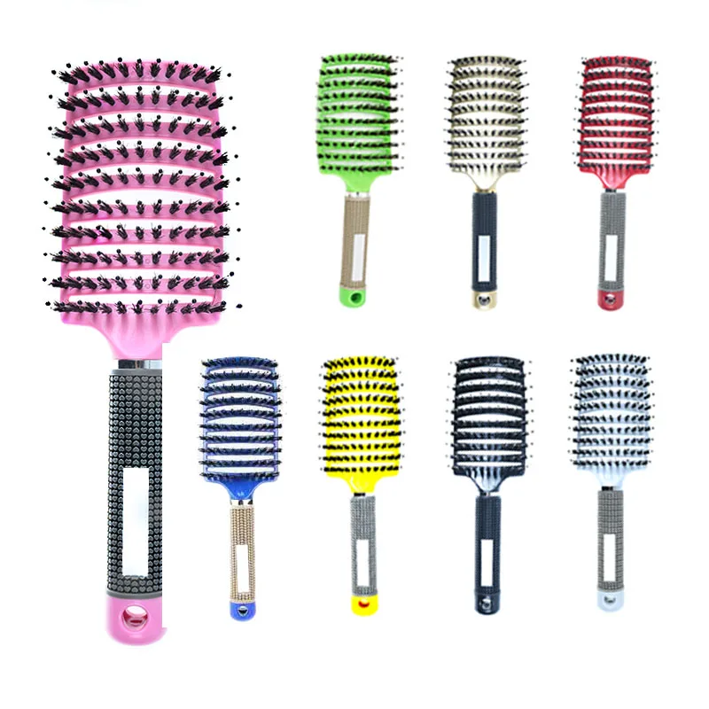 

Super Hot Selling Custom Logo Happy Bristle Hair Brush for Salon Barber Home Curly Detangle Hair Comb