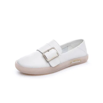 

Soft sole leather small white shoe square buckle two wear flat shoe, As shown in figure