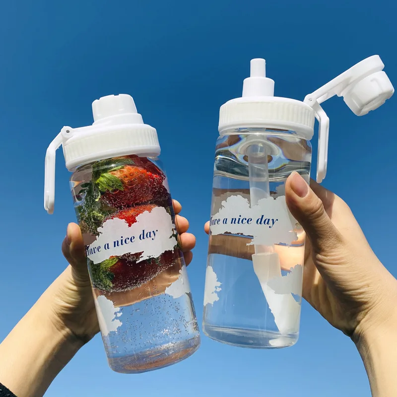 

Plastic water bottle 500ml Sport wholesale bpa free clear plastic wholesale tritan material plastic water bottle with flip straw