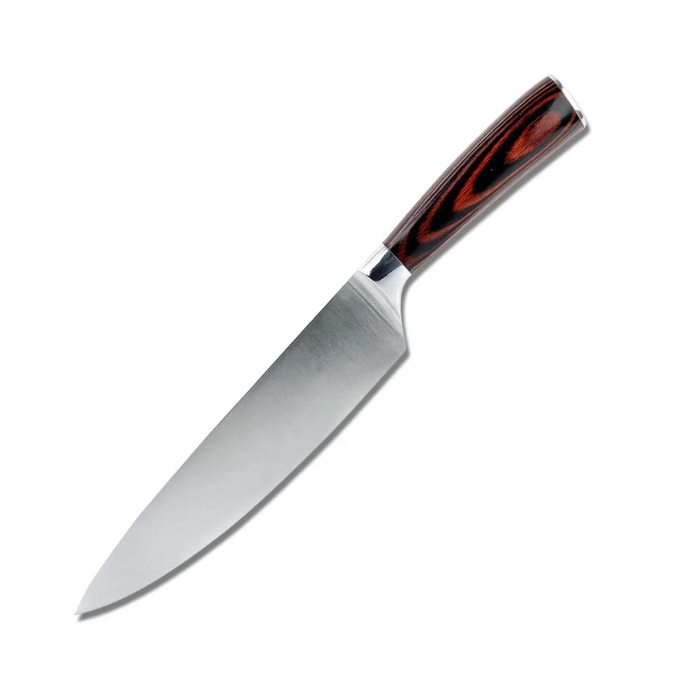 

2020 chef knife 8 Inch Pakka wood handle high quality steel blade knife