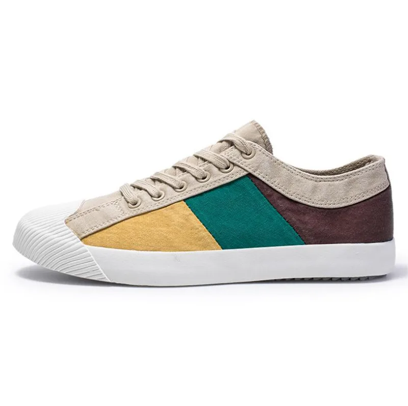 

New canvas color matching trend casual all-match men's sneakers, Black, gray, white, khaki
