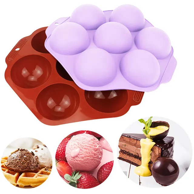 

Large 7 Carvity Half Sphere Chocolate Silicone Mold Cake Jelly Dome Non-Stick Cake Pan Chocolate Bomb Molds, Brown,customized colors