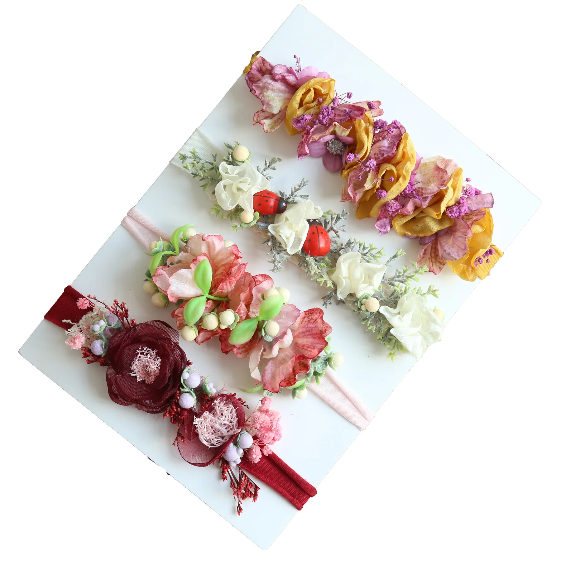 

Cute Baby Girl Floral Headband Newborn Photography Props Flower Hairband Photo Shoot Tieback Hair Accessory Flower Crown