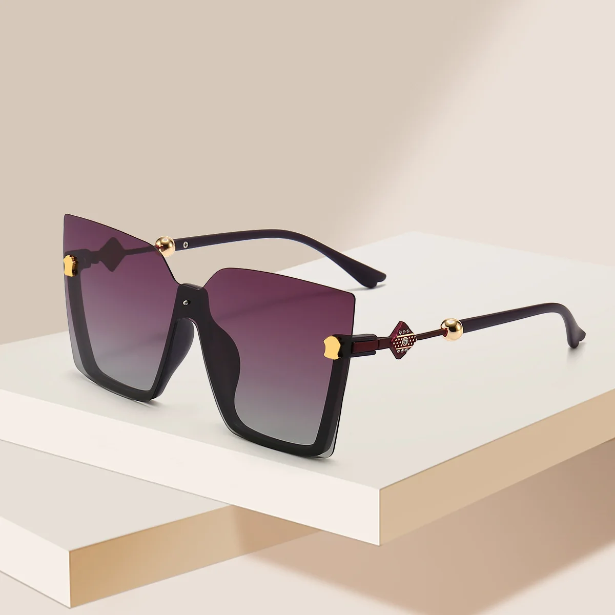 

MJ-0352 The New Street Snap One Piece Of Ms Sunglasses Fashion Personality Big Frame Polarized Trendy Sunglasses